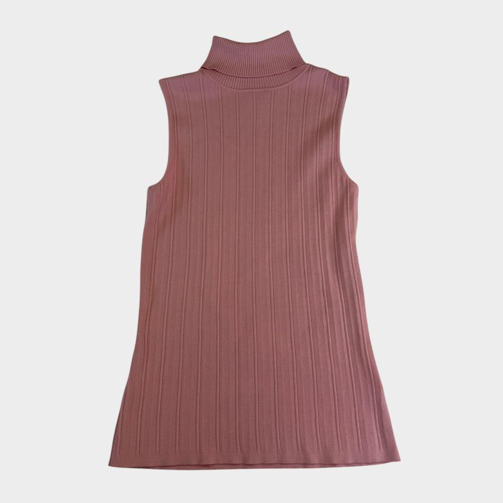 Apt. 9 Womens Baby Pink Ribbed Sleeveless Turtleneck Sweater Top Size L